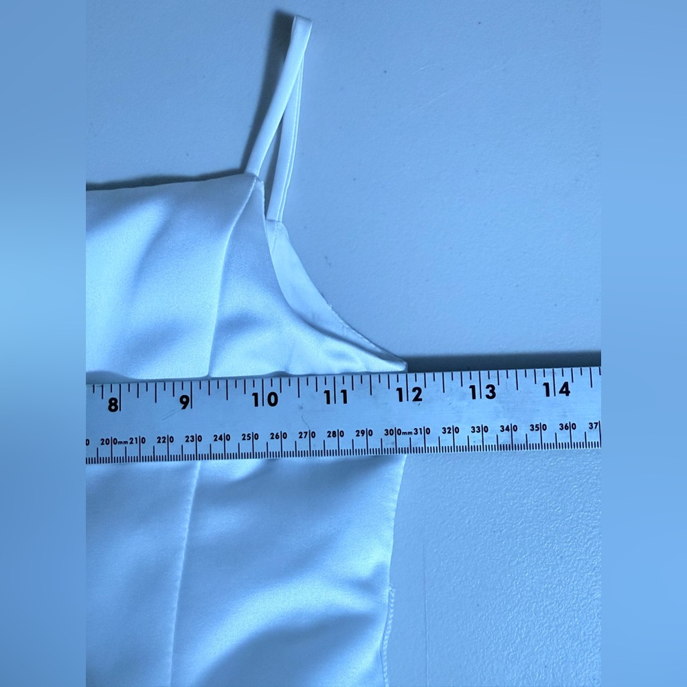David’s Bridal Flower Girl Satin Pick-up Ballgown Dress Girls 5 White Turquoise - Picture 5 of 7